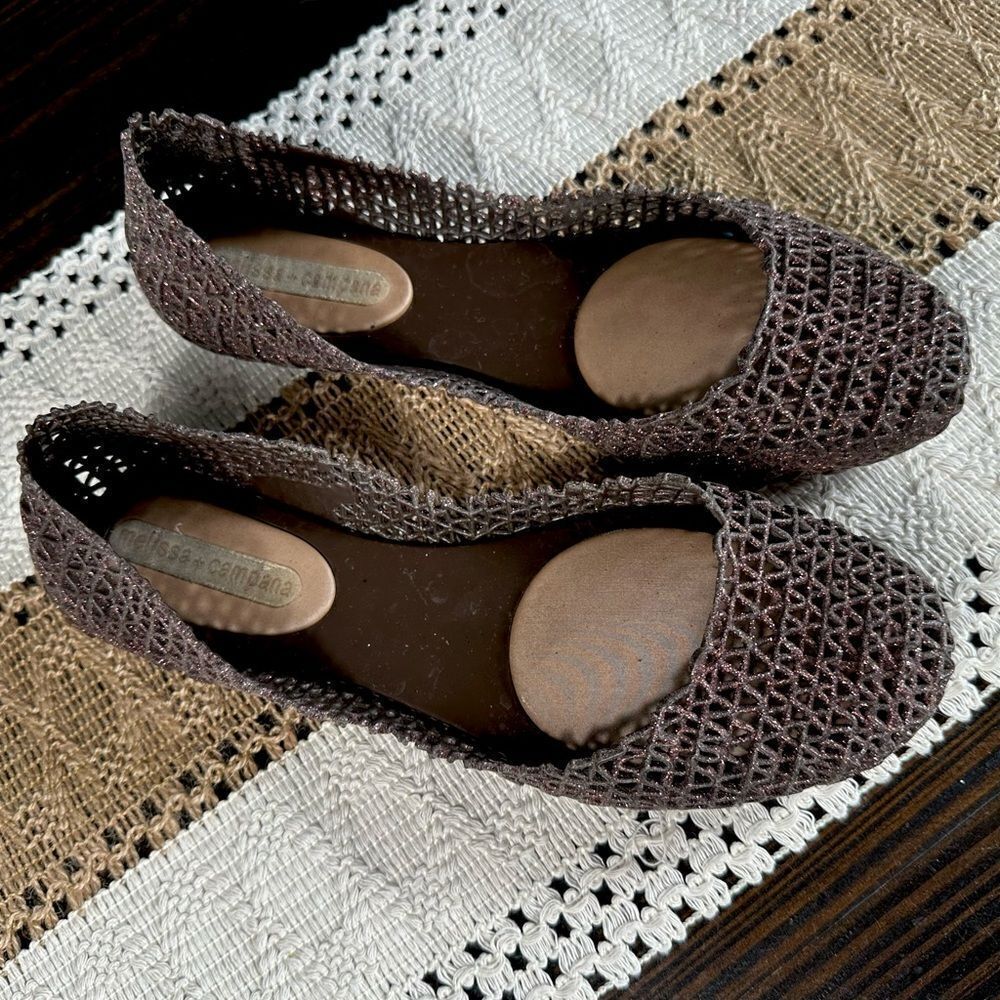 Melissa + Campana Brown Glitter Jelly Sandal Flat - Picture 4 of 7